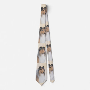Collie (Rough) Painting - Cute Original Dog Art Tie