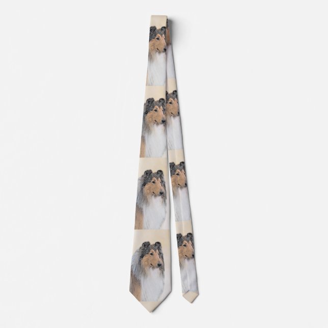 Collie (Rough) Painting - Cute Original Dog Art Tie (Front)