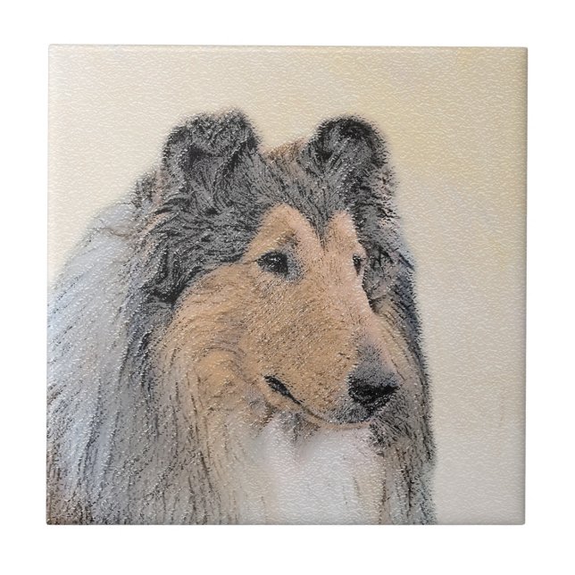Collie (Rough) Painting - Cute Original Dog Art Tile (Front)