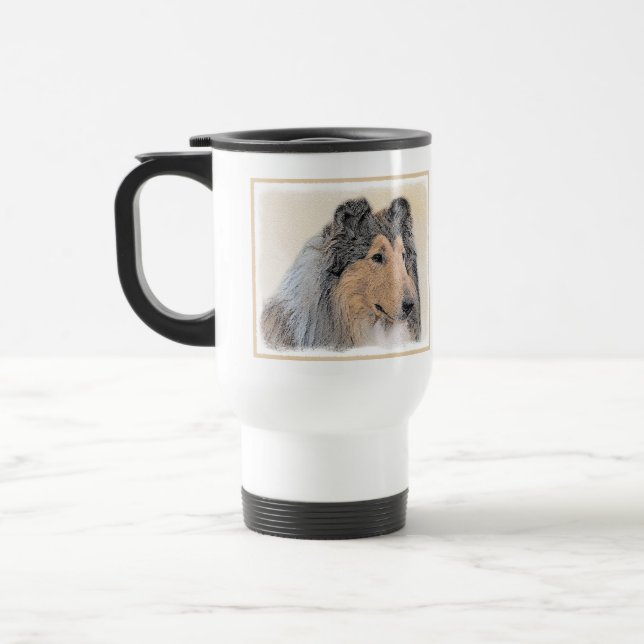 Collie (Rough) Painting - Cute Original Dog Art Travel Mug (Left)