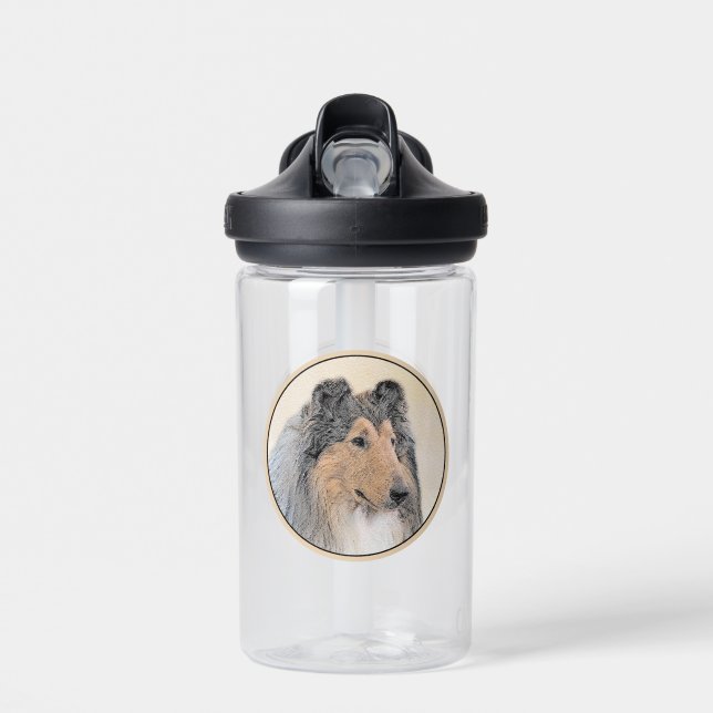 Collie (Rough) Painting - Cute Original Dog Art Water Bottle (Front)