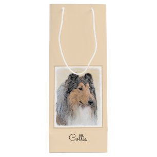 Collie (Rough) Painting - Cute Original Dog Art Wine Gift Bag