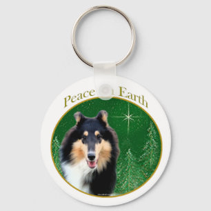 Collie (rough) Peace Key Ring