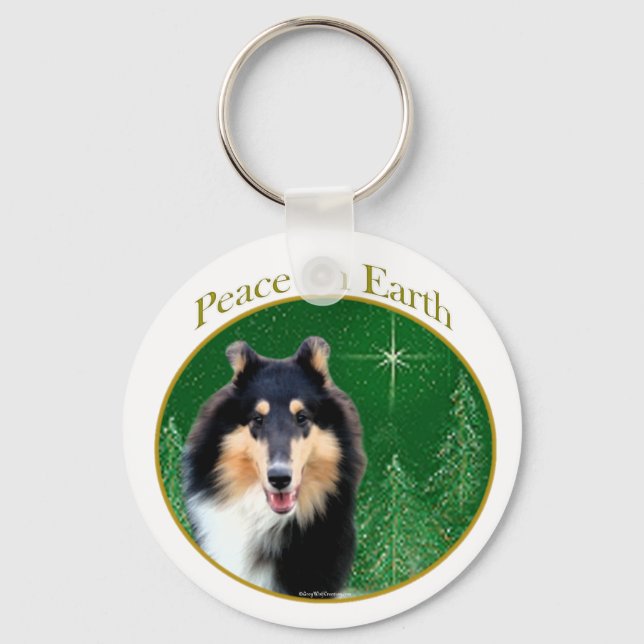 Collie (rough) Peace Key Ring (Front)