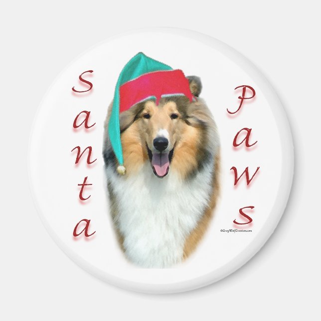 Collie (rough) Santa Paws Magnet (Front)