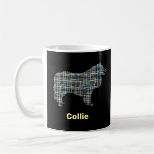 Collie Rough Yellow & Black Grid Line Coffee Mug