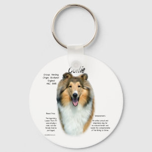 Collie (sable rough) History Design Key Ring