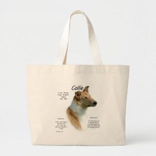 Collie (sable smooth) History Design Large Tote Bag