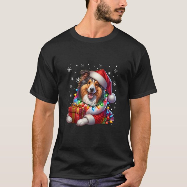 Collie Santa Claus Collie Costume Collie Xmas Tank (Front)