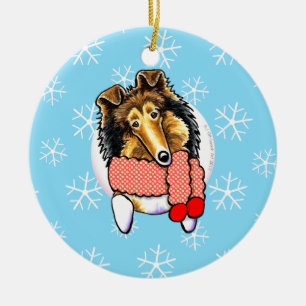 Collie Sheltie Let it Snow Ceramic Tree Decoration