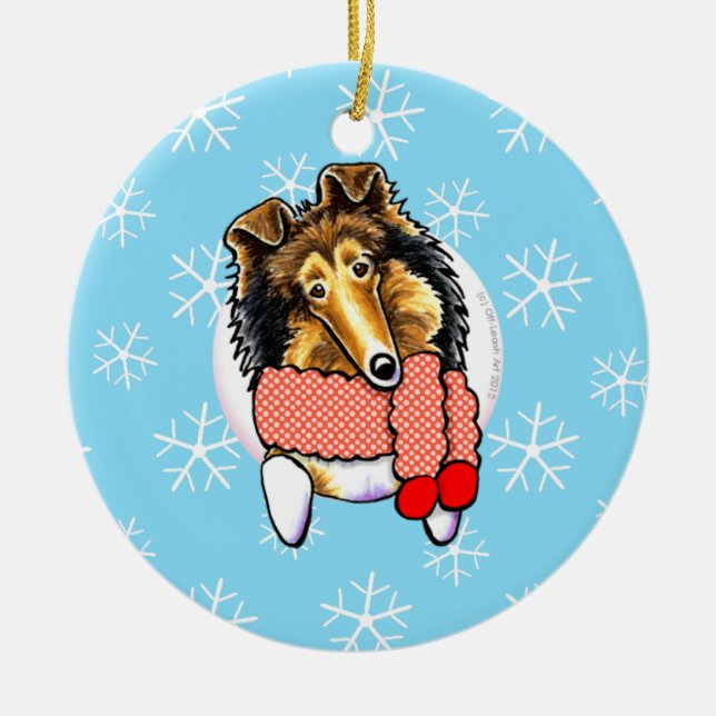 Collie Sheltie Let it Snow Ceramic Tree Decoration (Front)