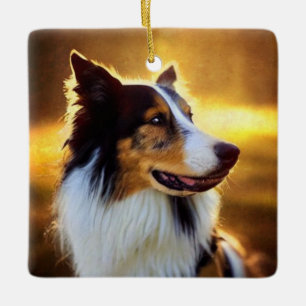Collie Side View Ceramic Ornament