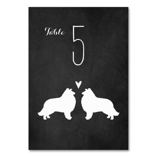 Collie Silhouettes Wedding Reception Table Number (Front)