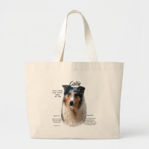 Collie (smooth merle) History Design Large Tote Bag