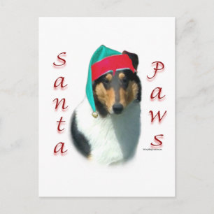 Collie (smooth) Santa Paws Holiday Postcard