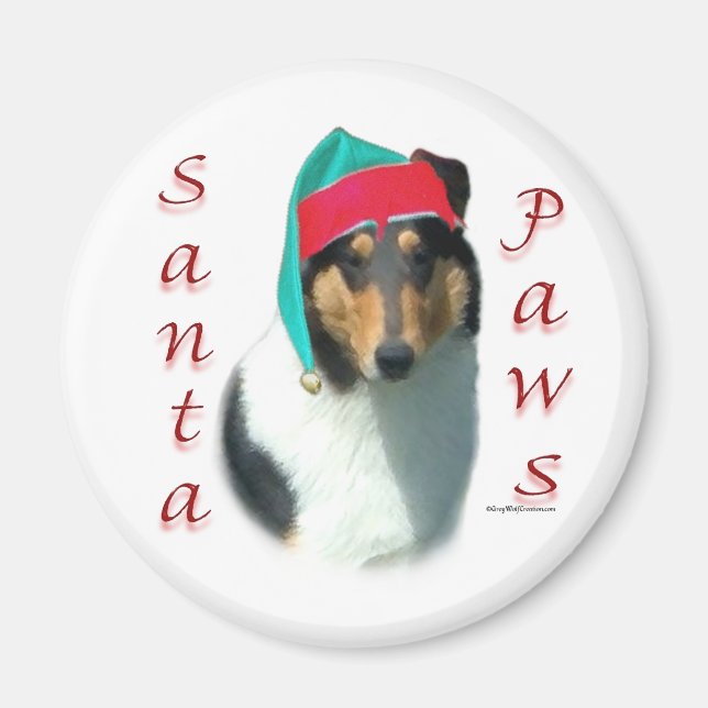 Collie (smooth) Santa Paws Magnet (Front)