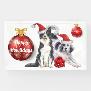 Collie Terrier watercolor christmas pet animals Banner