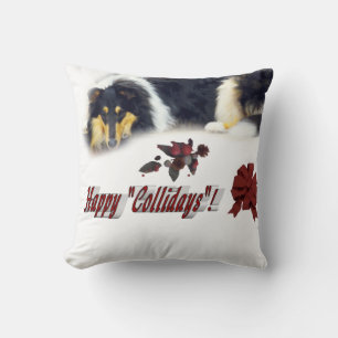 Collie Tri Colour Christmas Cushion