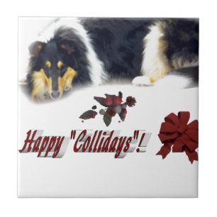 Collie Tri Colour Christmas Tile