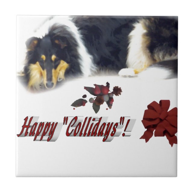 Collie Tri Colour Christmas Tile (Front)
