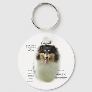 Collie (tri rough) History Design Key Ring