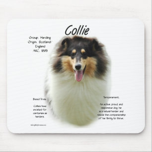 Collie (tri rough) History Design Mouse Mat