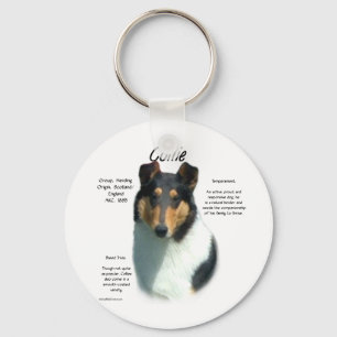 Collie (tri smooth) History Design Key Ring