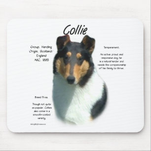 Collie (tri smooth) History Design Mouse Mat