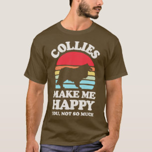Collies Make Me Happy Sunset Retro  for Men Women  T-Shirt