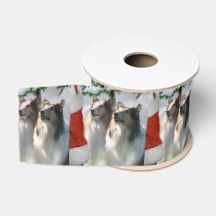 Collies Meet Santa Christmas Grosgrain Ribbon