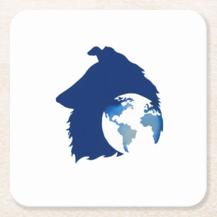ColliesWithoutBorder logo Square Paper Coaster