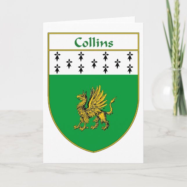 Collins Coat of Arms/Family Crest Holiday Card (Front)