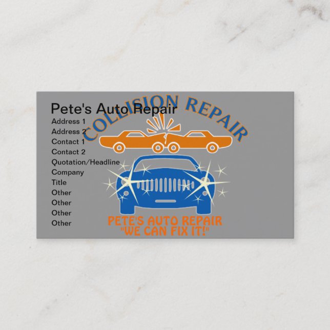 Collision Auto Repair Business Cards (Front)