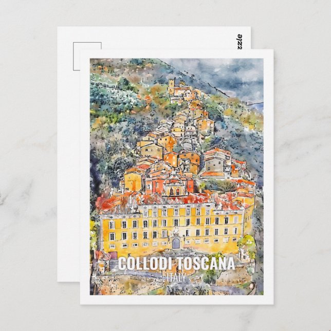 Collodi Toscana Italy Travel Watercolor Sketch Postcard (Front/Back)