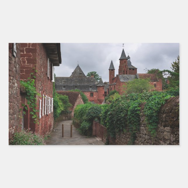 Collonges-la-Rouge, France rectangular sticker (Front)