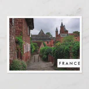 Collonges-la-Rouge, France white frame postcard