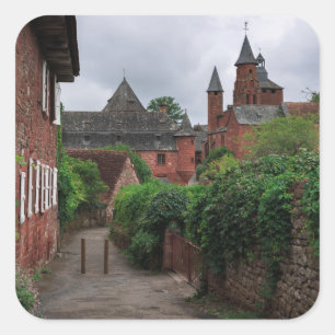 Collonges-la-Rouge, the red village square sticker