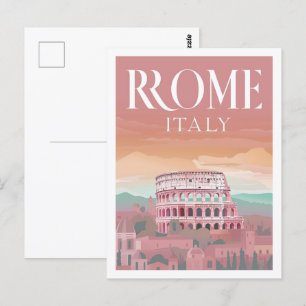 Colloseum Rome Italy Vintage Famous Travel Place Postcard