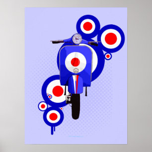 Collossal Retro Target scooter and mod circle art Poster