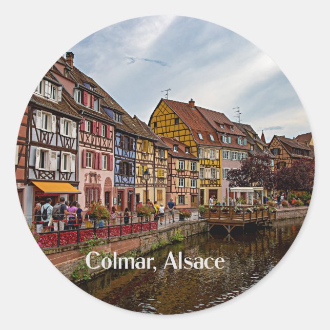 Colmar, Alsace, France scenic photograph Classic Round Sticker (Front)
