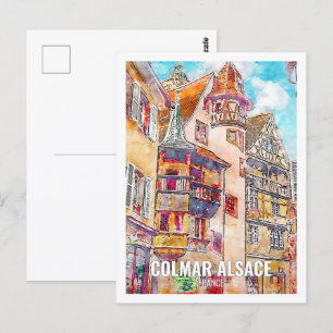 Colmar Alsace France Travel Place Watercolor Postcard