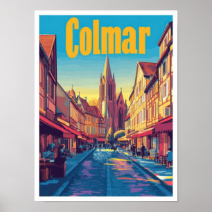 Colmar France Art Vintage Travel Illustration Poster