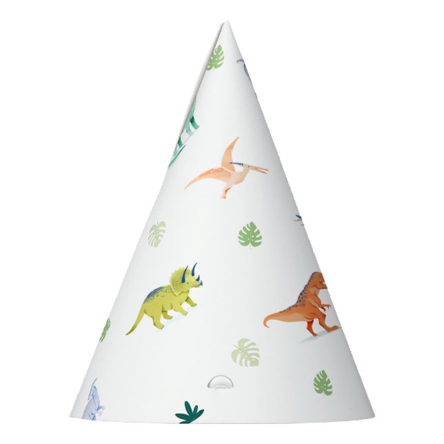 Coloful Dino Birthday Dinosaur Birthday Party Hat (Left)