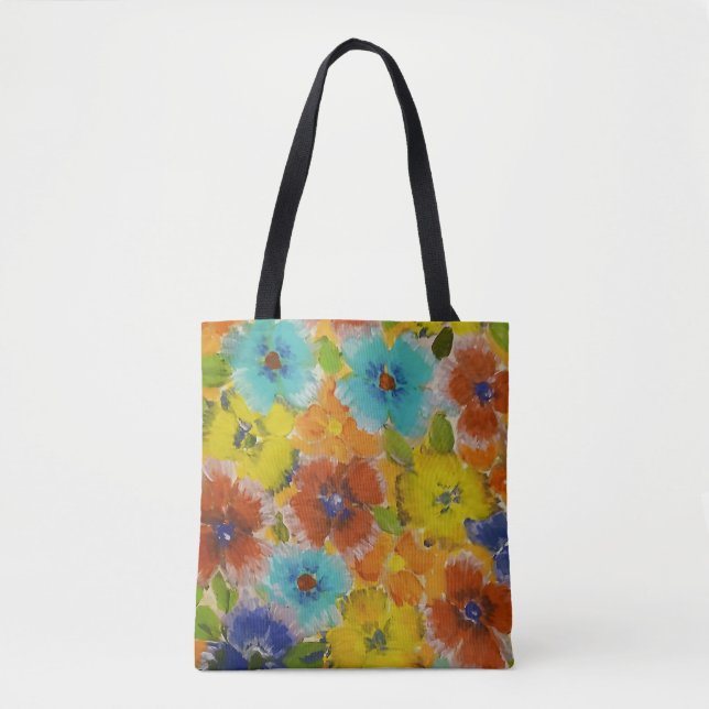 Coloful Flowers Tote Bag (Front)