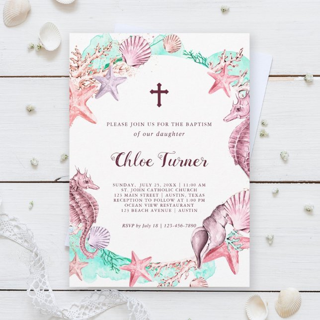 Coloful Pastel Under the Sea Baptism Invitation (Creator Uploaded)