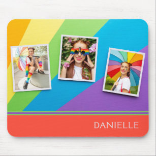 Coloful Personalised Photo Rainbow LGBT Pride Mouse Mat