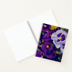 Coloful Purple Yellow White Pansies  Notebook