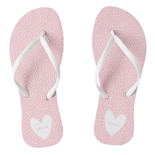 Coloful spot with heart personalised flip flops (Footbed)