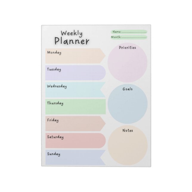 Coloful Weekly Planner Circles Notepad (Rotated)
