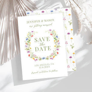Coloful wildflower bohemian rustic Save the Date Invitation